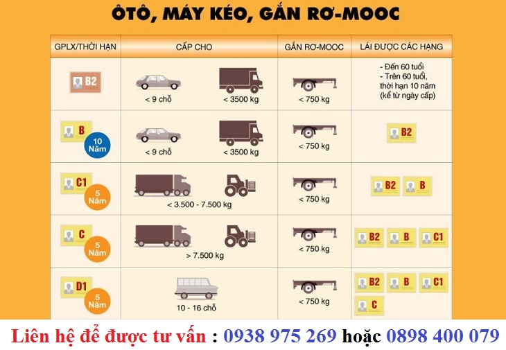 Các loại bằng lái xe tại Việt Nam theo quy định mới.  Các loại bằng lái xe tại Việt Nam theo quy định mới.